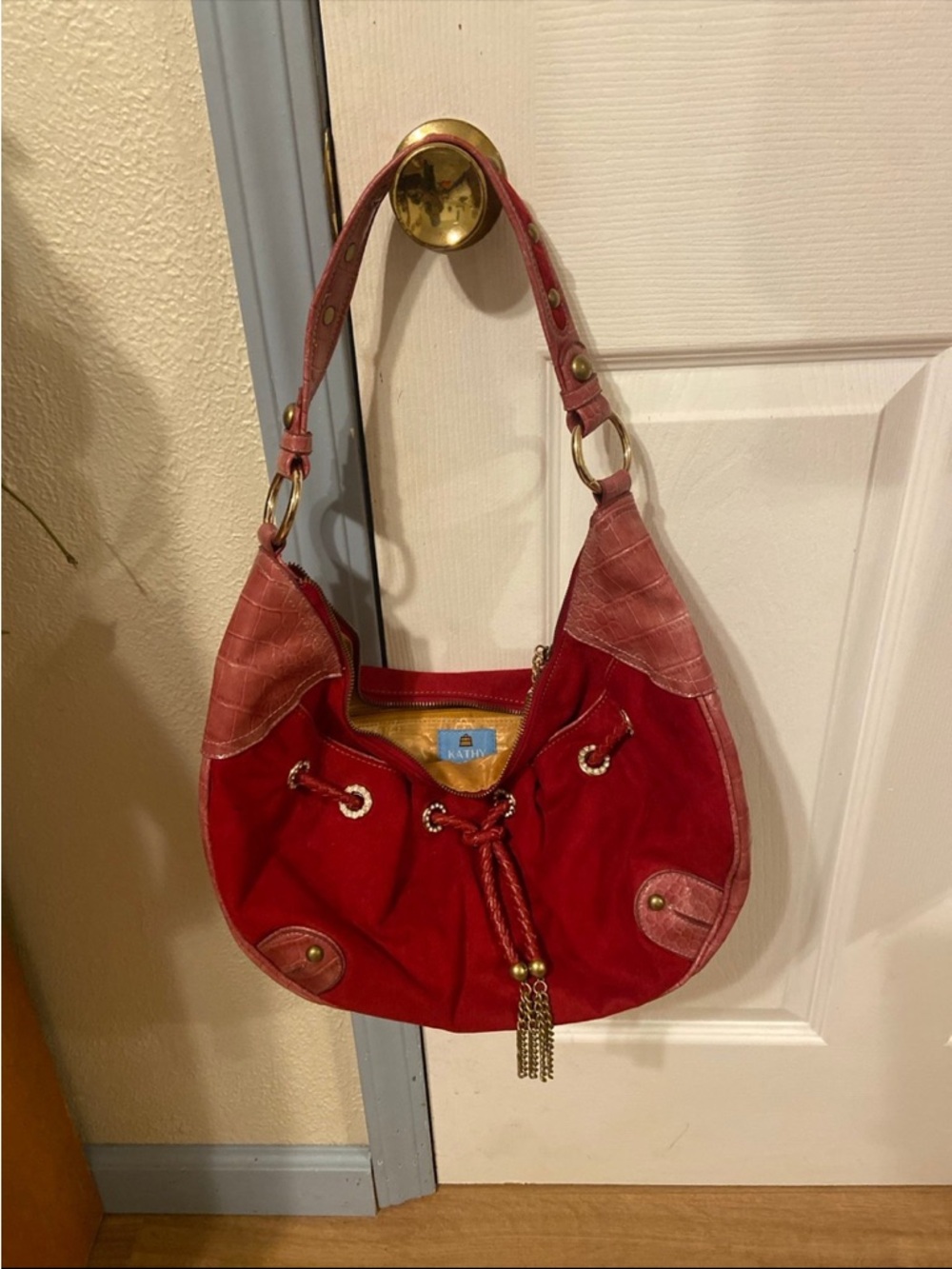 Red Shoulder Hobo Bag - Unbranded